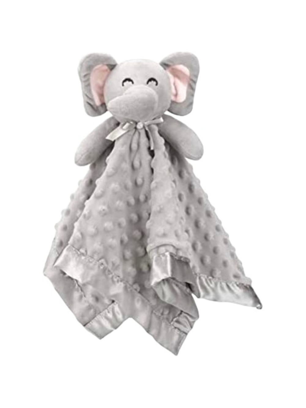 Pro Goleem Elephant Lovey Gray Grey Minky Dot Unisex Crinkle Ears Satin Back 16”
